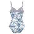 Women Vintage Print Swimsuit Set with Swimsuit Skirt Set