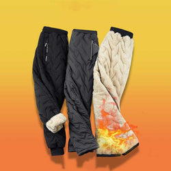 Men Winter Zip Pockets Thicken Fur Spots Pants