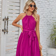 Women Halter Sleeveless Pleated Dress