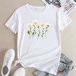 Women Flower Basic Short Sleeves Tshirt