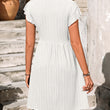 Women Ruffle Trim V-neck Smock Dress with Button