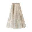 Women Sparkling Star Swing Sequin Tulle Long Skirt