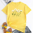 Women Flower Basic Short Sleeves Tshirt