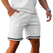 Men's 2 Piece Outfits Striped Short Sleeve Tee and Drawstring Shorts Set