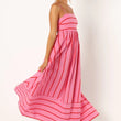 Striped Sleeveless Strap Big Hem Casual Dress