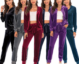 Womens Casual Tracksuits Set  Hooded Jacket Long Pants Set