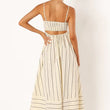 Striped Sleeveless Strap Big Hem Casual Dress