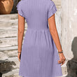 Women Ruffle Trim V-neck Smock Dress with Button