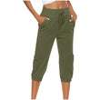 Women Elastic Waist Capri Pants with Pockets