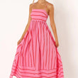 Striped Sleeveless Strap Big Hem Casual Dress