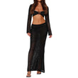 Women's Hollow Crochet Knit 2 Piece Skirt Set