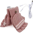 USB Heated Gloves Mitten Winter Hands Warm Knitting  Gloves