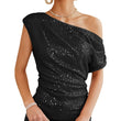 Women Sleeveless Dressy Sparkle Sequin Halter Top