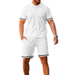 Men's 2 Piece Outfits Striped Short Sleeve Tee and Drawstring Shorts Set