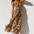 Women Printed V-neck Spaghetti Strap Dress