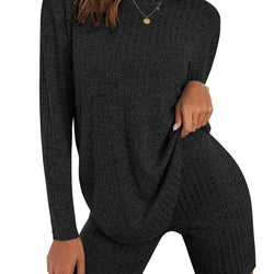 Ribbed Lounge Wear Sets for Women Uk Two Piece Outfit