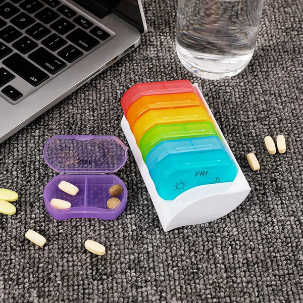 Pill Organizer 2 Times A Day Pill Case Portable Weekly Pill Box
