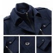 Autumn Winter Men Woolen Jackets Double Detachable Collar Trench Coat