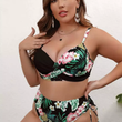 Women Plus Size Tripical Print Bikini Set