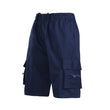 Men's Casual Cotton Elastic Waist Multi Pocket Cargo Shorts