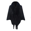 Women Warm Faux Fur Winter Tassels Poncho Cloak Shawl