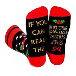 I'M WATCHING CHRISTMAS MOVIES Letter Print Warm Medium Tube Socks