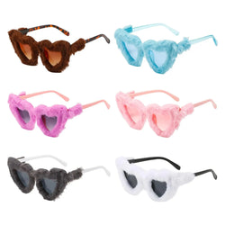 Heart Frame Party Glasses Women Fluffy Cat Eye Sun Glasses