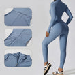 Women Sexy Bodycon Workout Solid Long Sleeve Zipper Jumpsuit