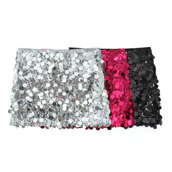 Sexy Women Fashion Low Waist Side Zipper Sequin Mini Skirt