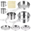 8pc Stainless Steel Cookware Set BBQ Camping Cooking Fry Pan