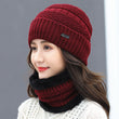 Women Winter Windproof Warm Knit Beanie Hat Scarf Set