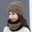 Women Winter Windproof Warm Knit Beanie Hat Scarf Set