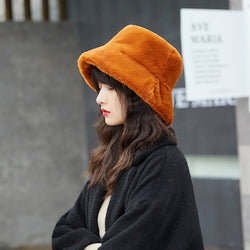 Women Fluffy Warm Bucket Hat