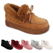 Women Bowknot Suede Faux Fur Moccasin Shoes Warm Lightweight Shoes