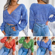 Women Solid Sexy Fashion Knitted  Long Sleeve V Neck Sweater