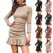 Women Solid Color Knitted Slim Dress