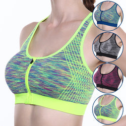 Women Fashion Fitness Sports Yoga Tank Top Bra Front Zipper Vest