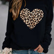 Women Leopard Heart Print Long Sleeves Tshirt