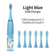 Children Cleaning Teeth Rechargeable Sonic Electric Toothbrush with 6 Toothbrush Heads