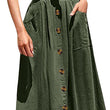 Women High Waist A-line Button Skirt