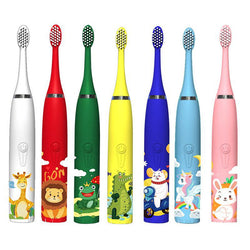 Children Cleaning Teeth Rechargeable Sonic Electric Toothbrush with 6 Toothbrush Heads