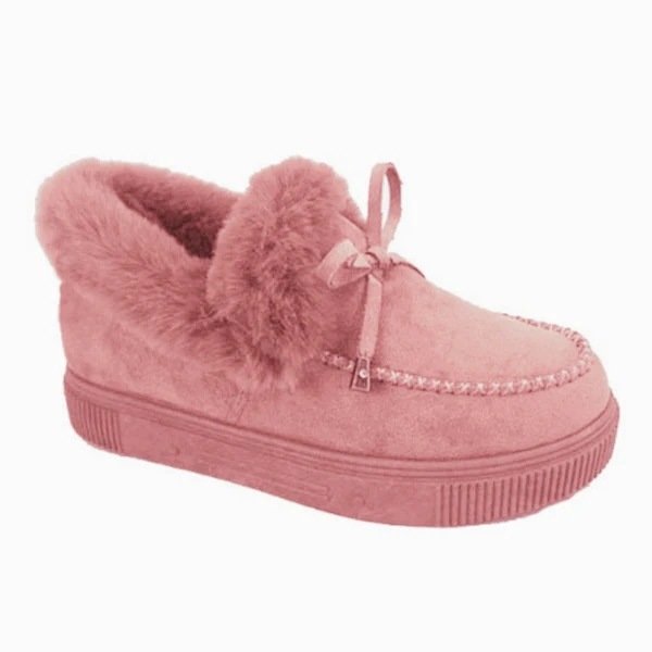 Women Bowknot Suede Faux Fur Moccasin Shoes Warm Lightweight Shoes