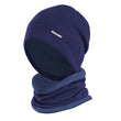 Unisex Winter Solid Color Warm Knitted Neck Protector Bib & Hat Set