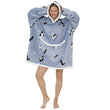 Women Kids Printing Hoodie Warm Fleece Blanket