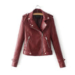 Fashion PU Leather Jacket Women Zipper Casual Slimming Jacket Coat