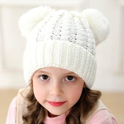 Girl Winter Knitted Pom Pom Beanie Hat