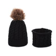 2pack Kids Pompom Beanie Hat Knitted Warm Scarf Set