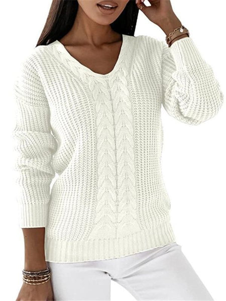 Women V-neck Knitted Sweater