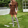 Women Solid Color Knitted Slim Dress