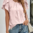 Women Round Neck Solid Color Casual Short Sleeves Tshirt